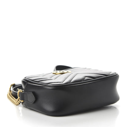 Gucci Calfskin Matelasse Mini GG Marmont Chain Shoulder Bag Black 4 of 10