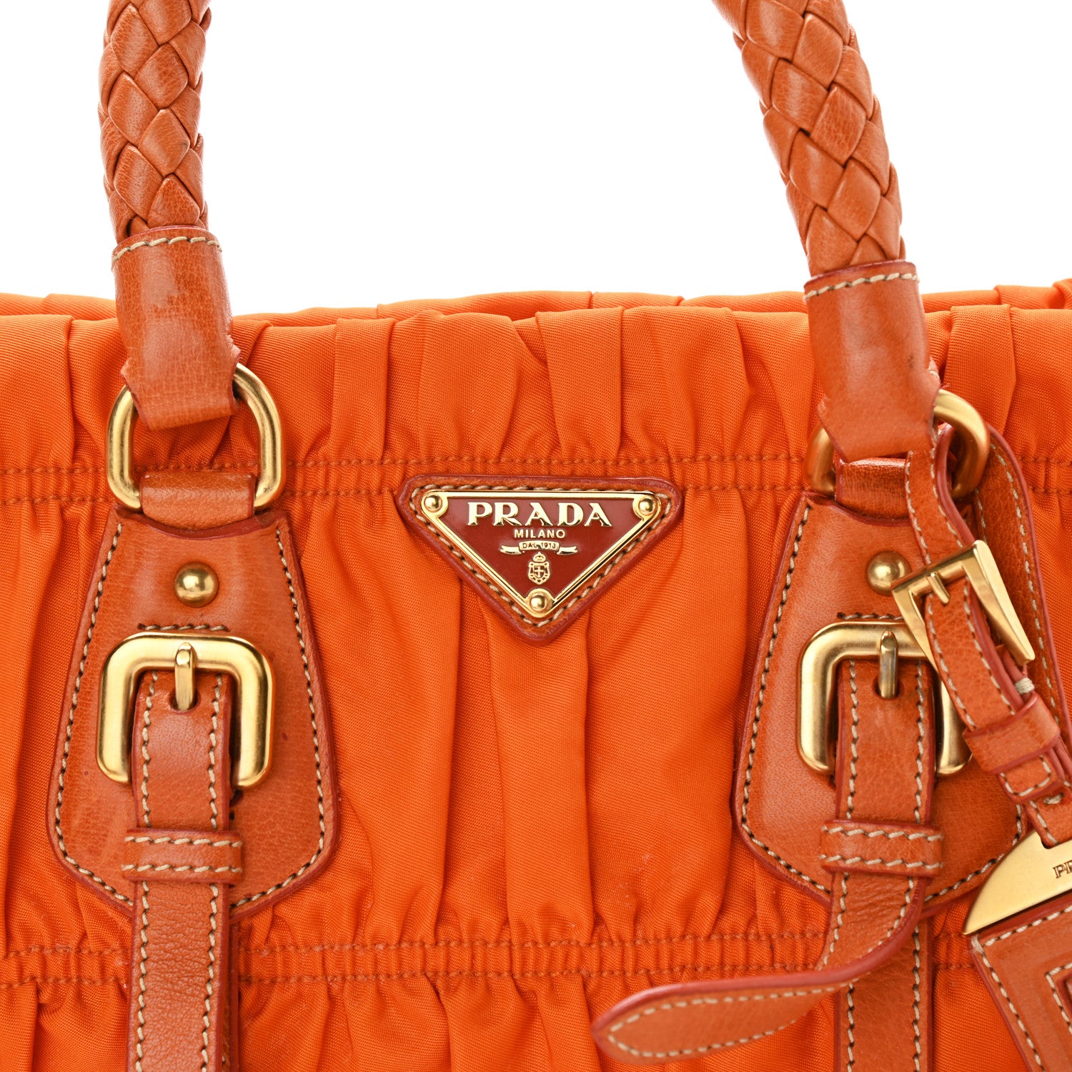 Prada Tessuto Nylon Gaufre Shopping Satchel Papaya 8 of 17
