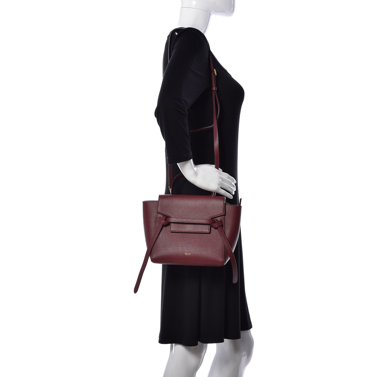 Grained Calfskin Nano Belt Bag Burgundy