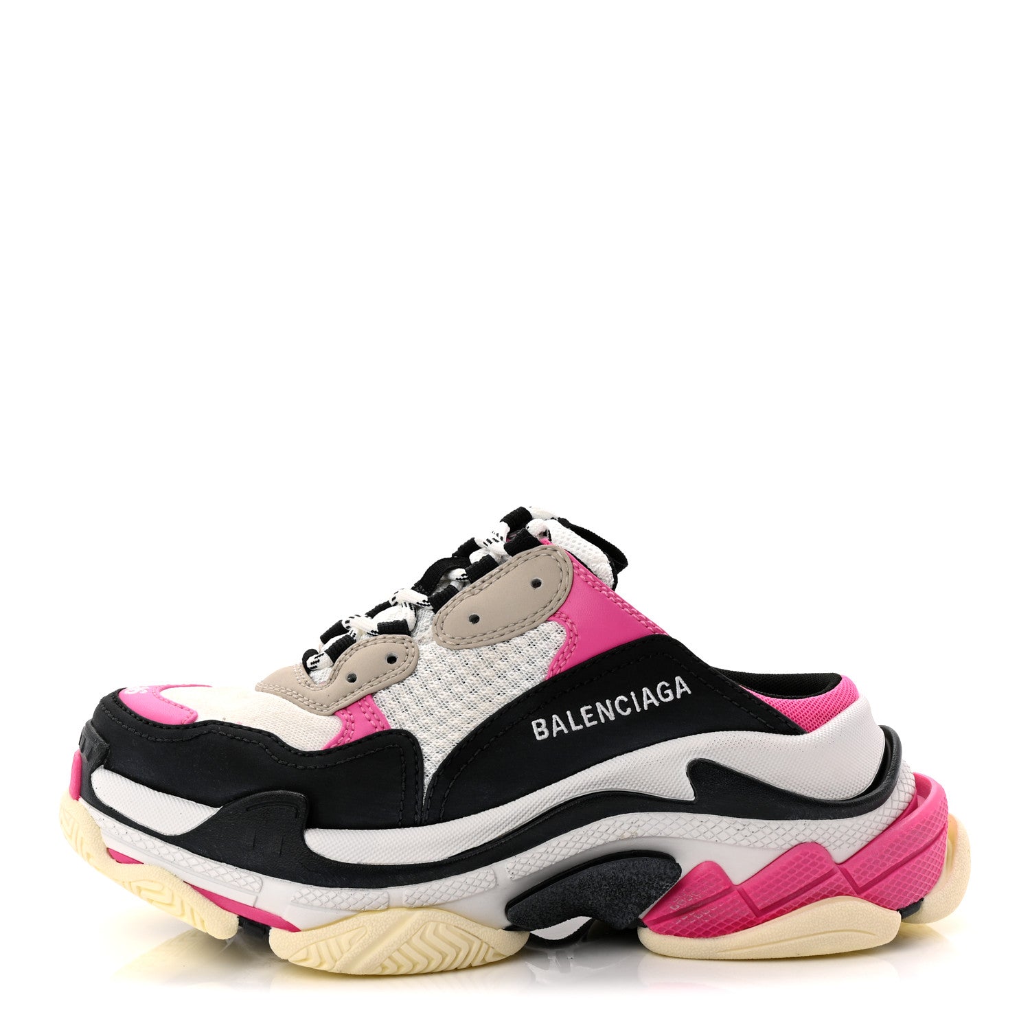 Balenciaga Fabric Mesh Womens Triple S Mule Sneakers 36 White Pink Black 1 of 11