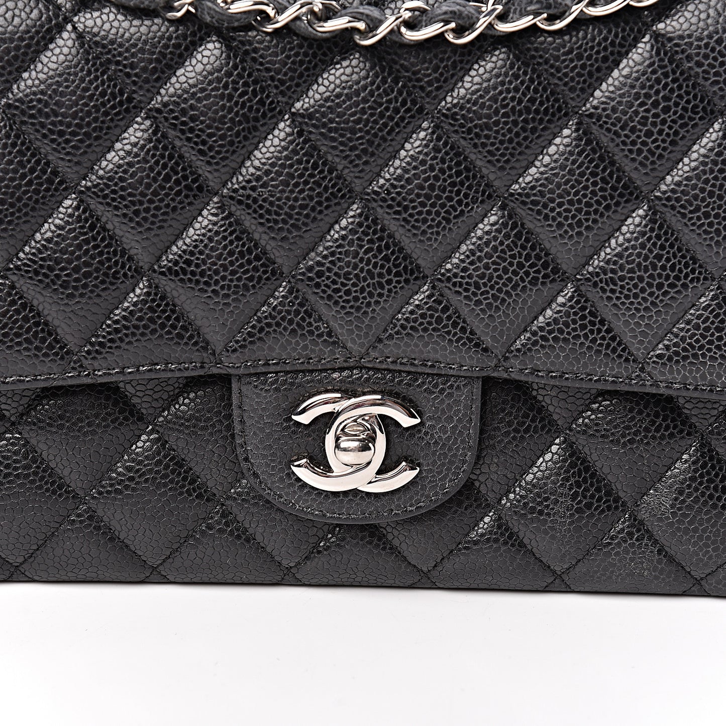 Caviar Quilted Medium Double Flap Black