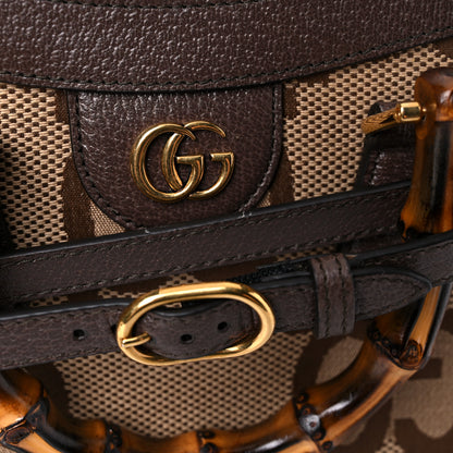 Gucci Monogram Jumbo GG Textured Dollar Calfskin Small Diana Tote Bag Camel Ebony New Acero 17 of 24