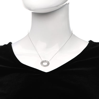 Tiffany 18K White Gold Diamond T Circle Pendant Necklace 2 of 5