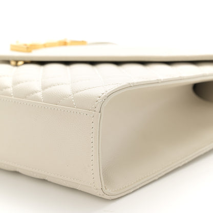 Saint Laurent Grain De Poudre Textured Mixed Matelasse Large Triquilt Monogram Satchel Crema Soft 9 of 10