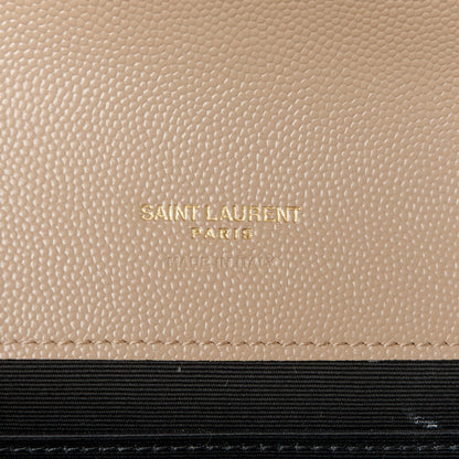 Saint Laurent Grain De Poudre Matelasse Chevron Monogram Envelope Clutch Dark Beige 6 of 9