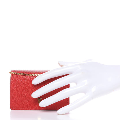 Burberry Calfskin Jessie Chain Card Case Bright Red 3 of 8