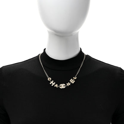 Chanel Crystal CC Letter Chain Necklace Gold 3 of 5