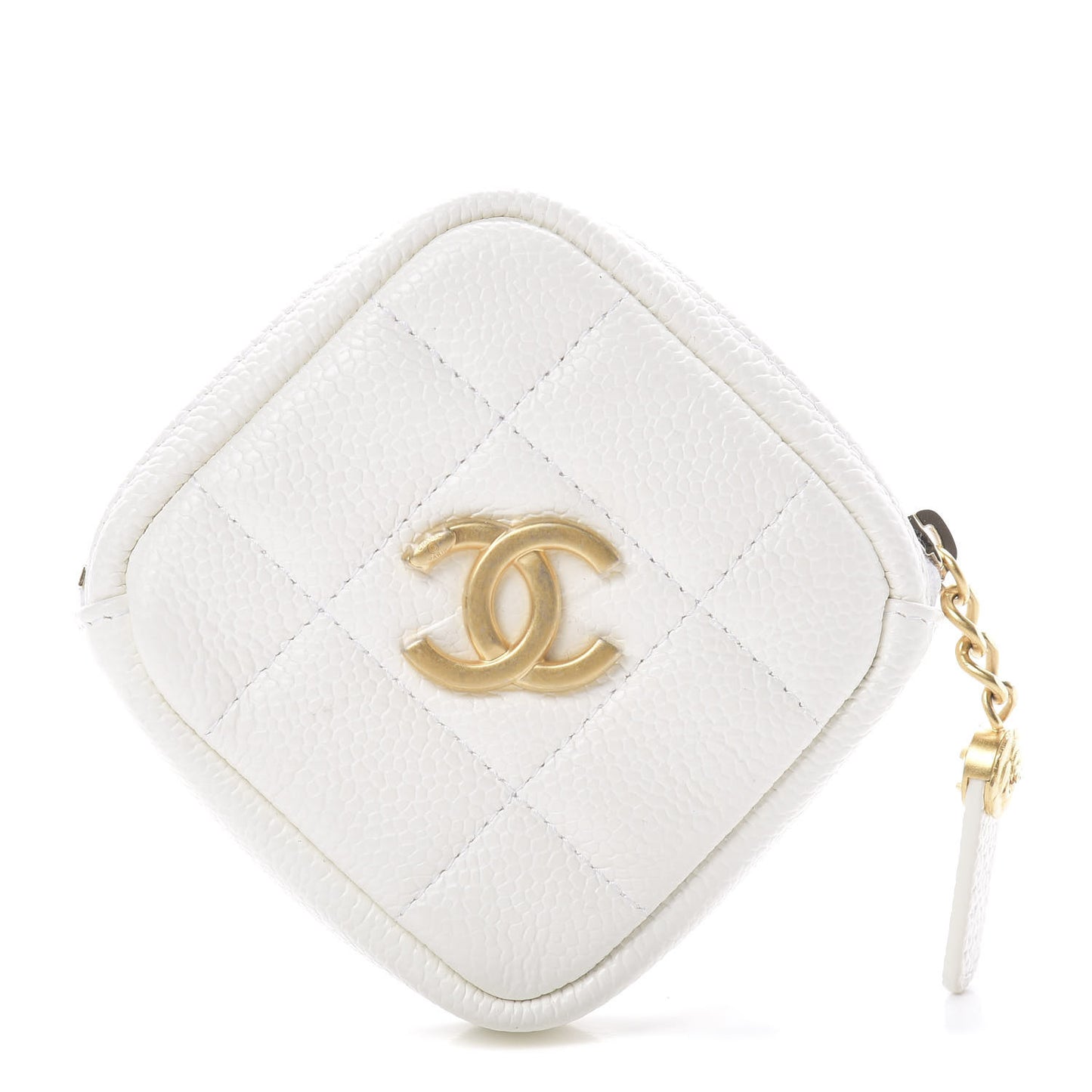 Caviar Quilted Diamond Arm Coin Purse White