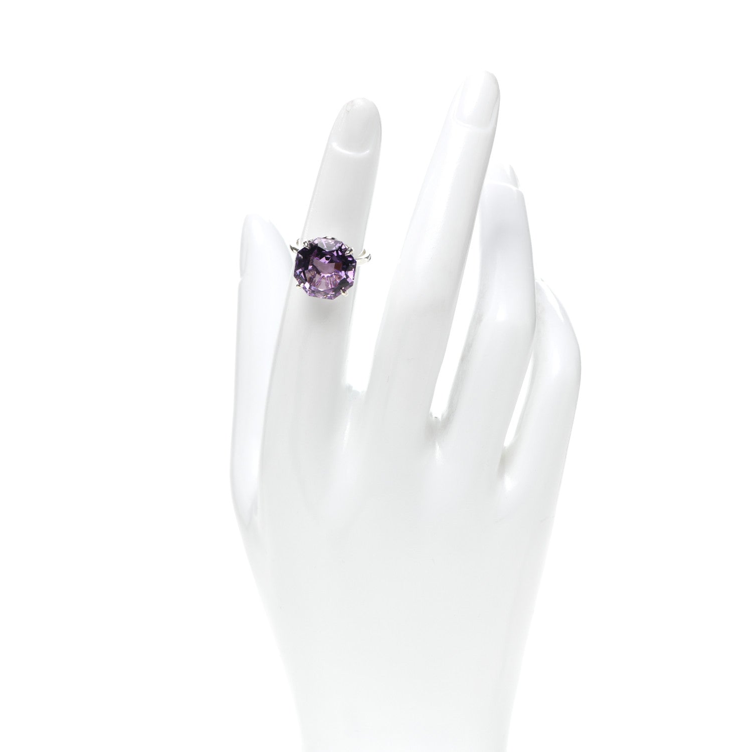 Tiffany Sterling Silver Amethyst Sparklers Octagonal Cocktail Ring 47 4 2 of 5