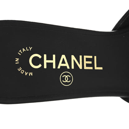 Chanel Lambskin Grosgrain Cap Toe Logo Ankle Strap Pumps 39 Black 9 of 10