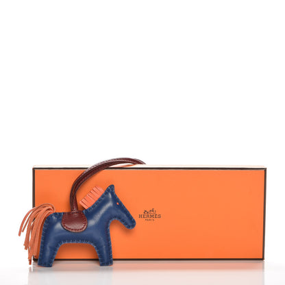 Hermes Milo Lambskin Grigri Rodeo Bag Charm PM Bleu De Malte Rouge H Orange Poppy 4 of 4