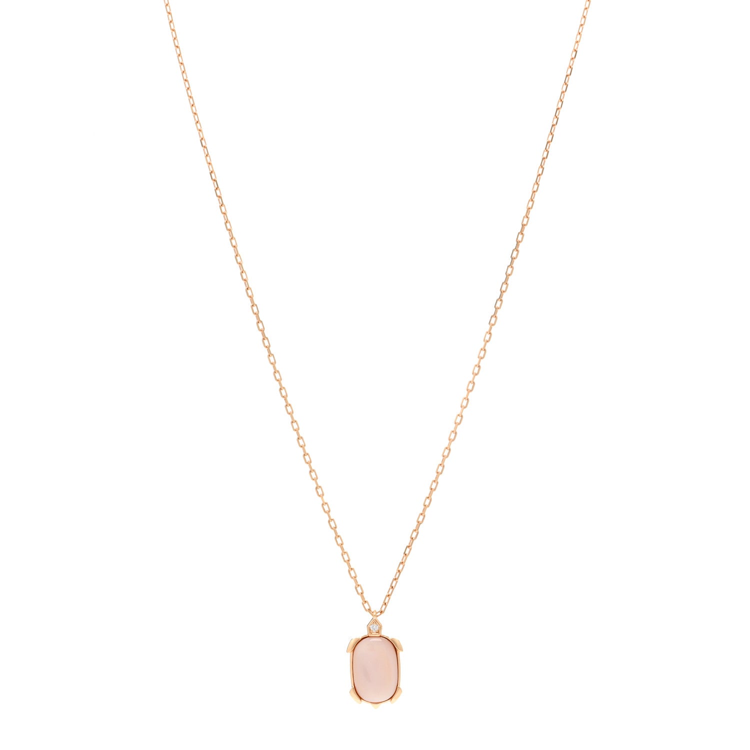 Cartier 18K Pink Gold Diamond Pink Mother Of Pearl Tortue Pendant Necklace 1 of 5