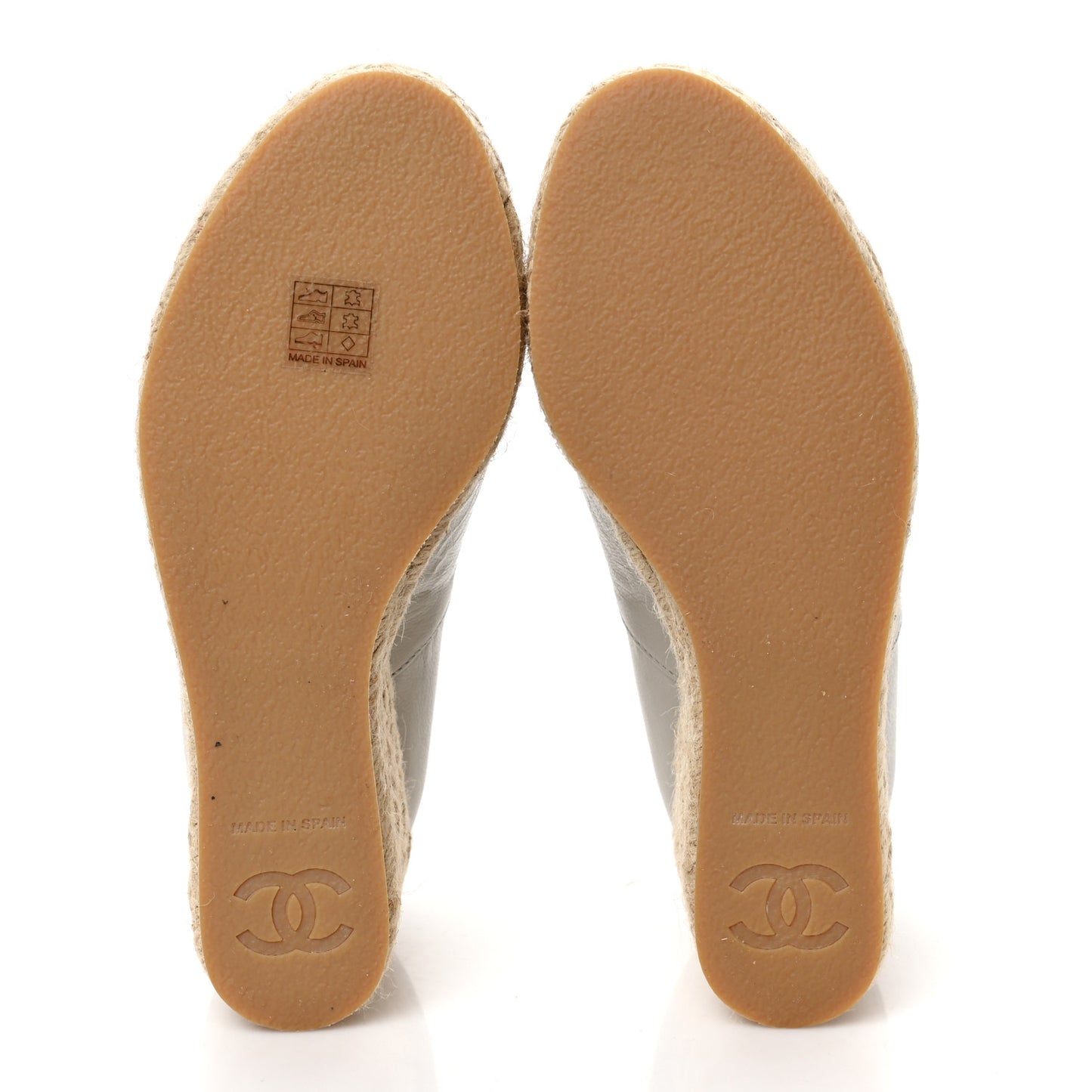 Lambskin Suede CC Espadrille Wedges 36 White Black