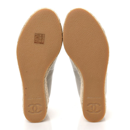 Chanel Lambskin Suede CC Espadrille Wedges 36 White Black 6 of 8