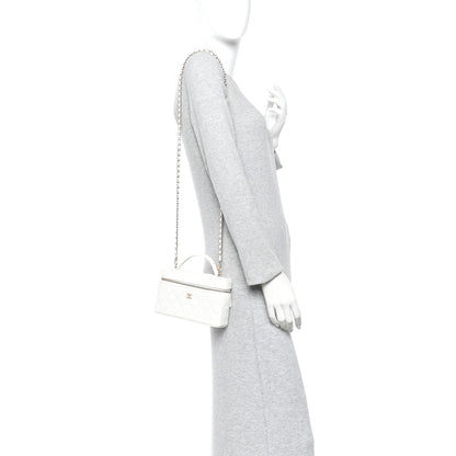 Chanel Caviar Quilted Top Handle Slim Vanity With Chain White 2 of 11
