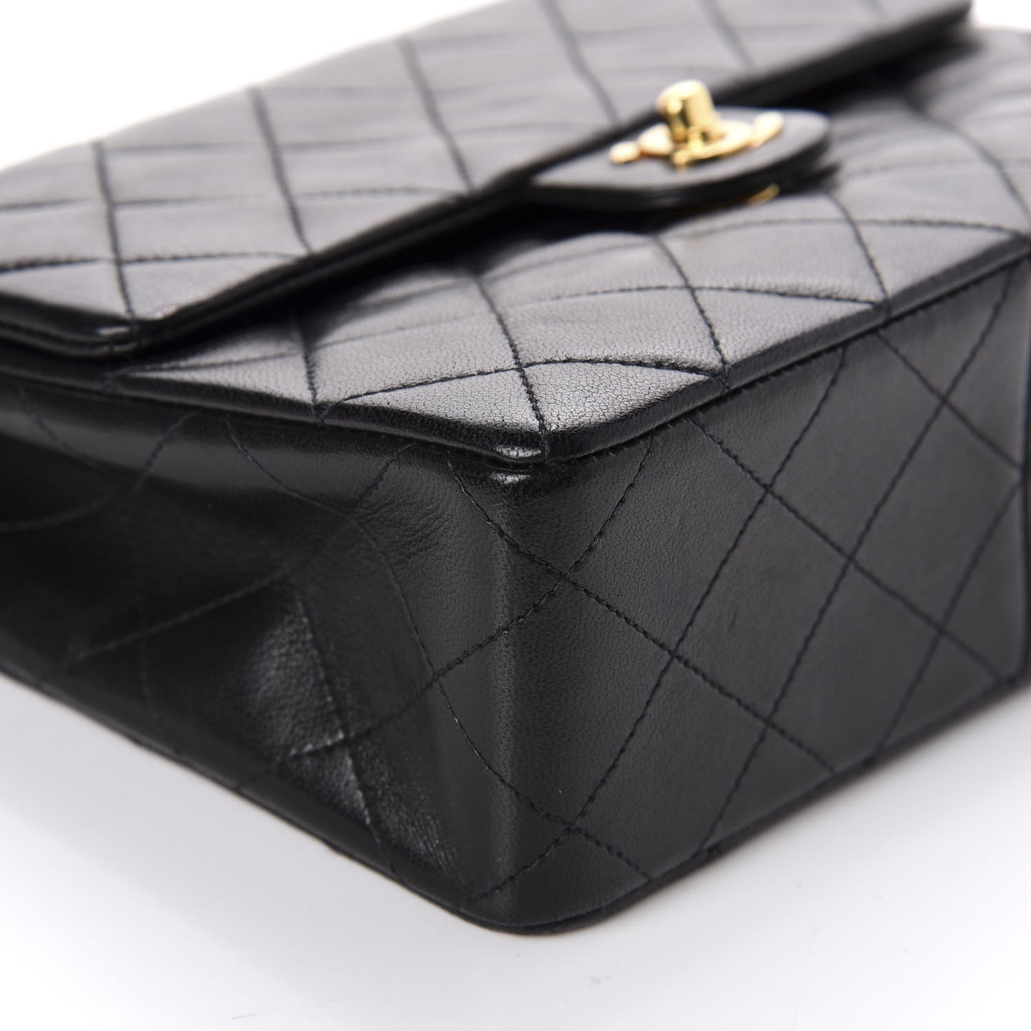 Lambskin Quilted Mini Square Flap Black