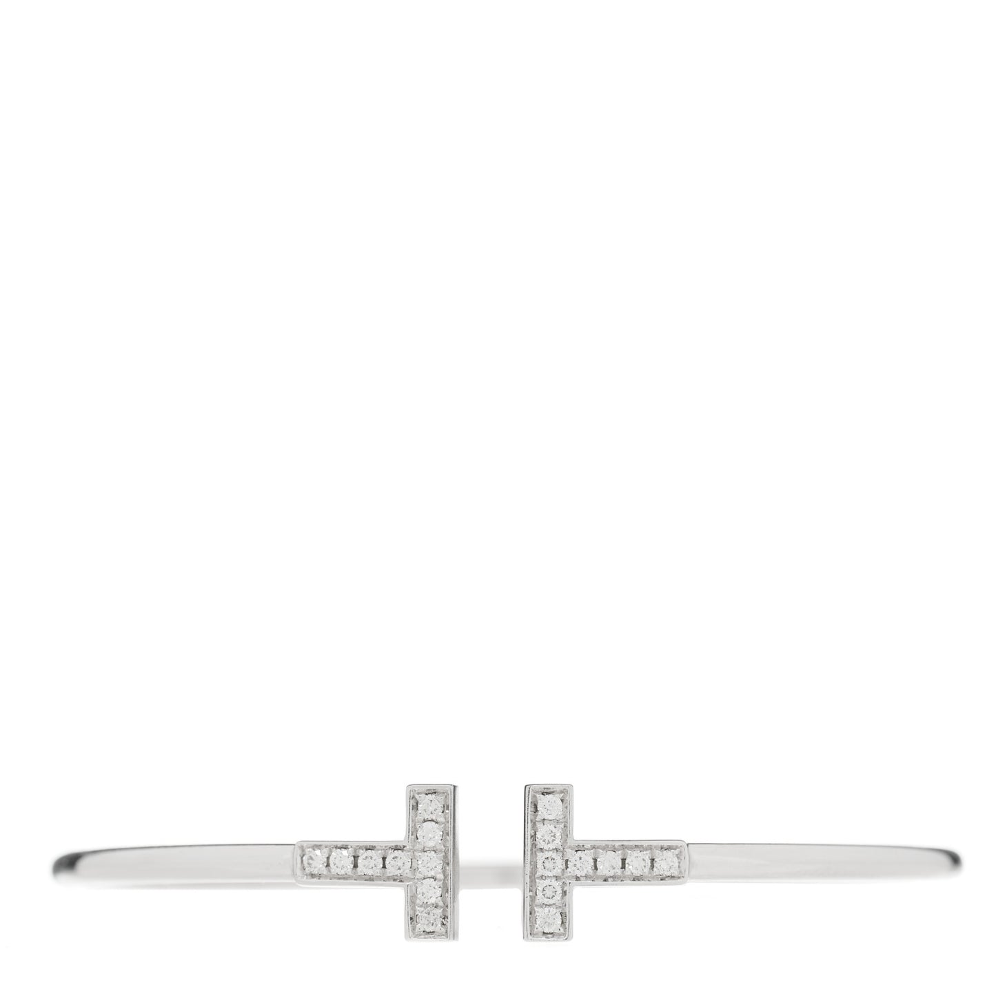 18K White Gold Diamond T Wire Bracelet