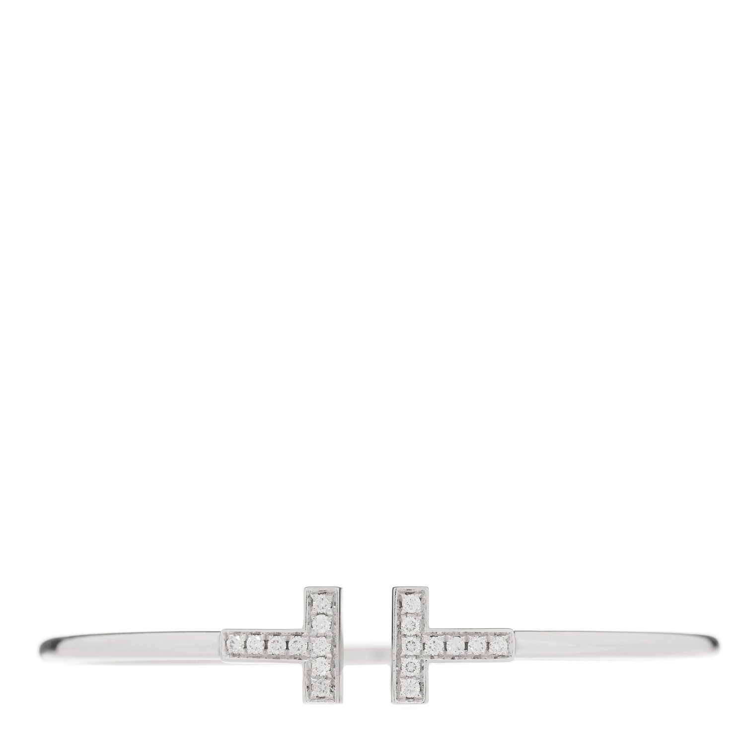 Tiffany 18K White Gold Diamond T Wire Bracelet 1 of 3