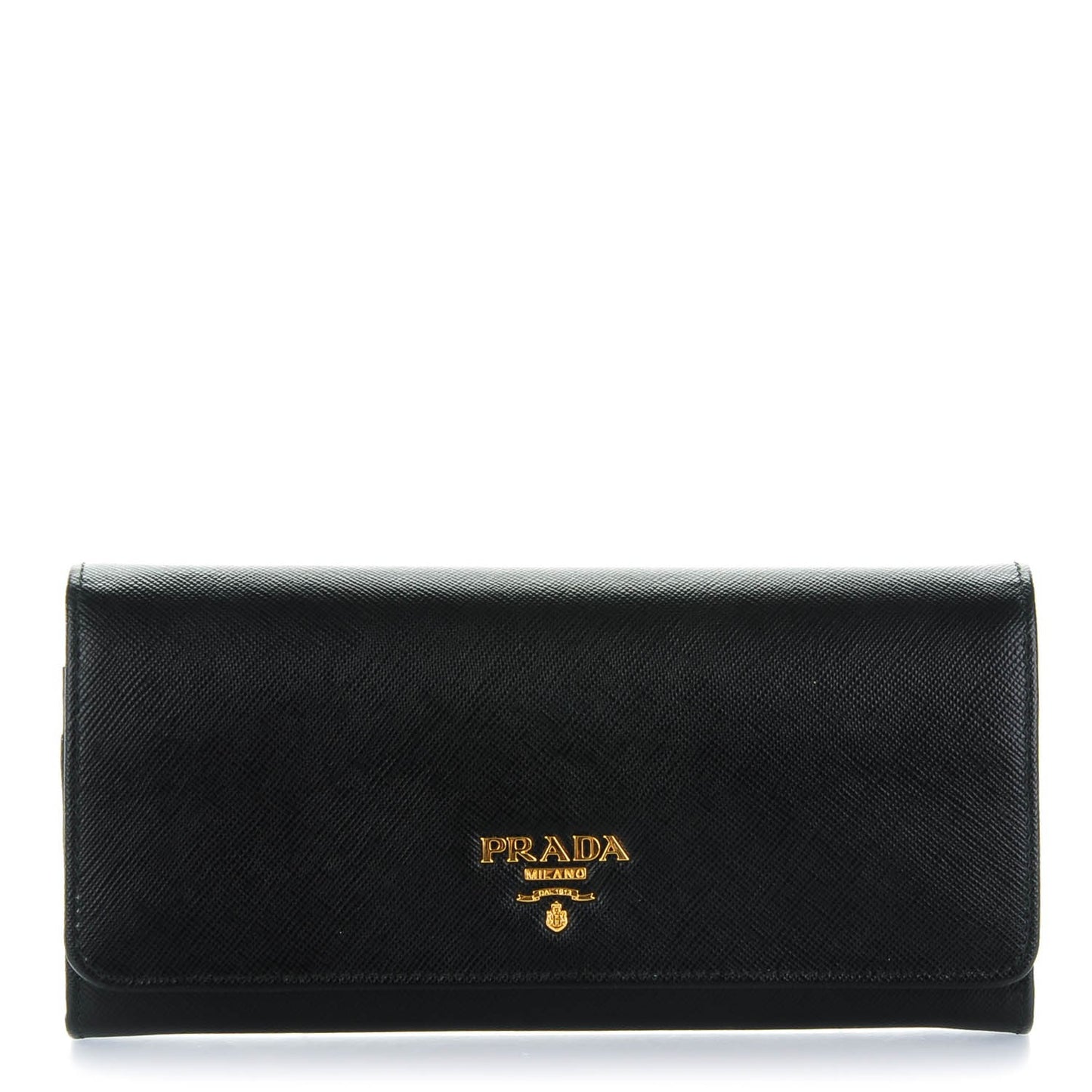 Saffiano Metal Continental Flap Wallet Nero Black