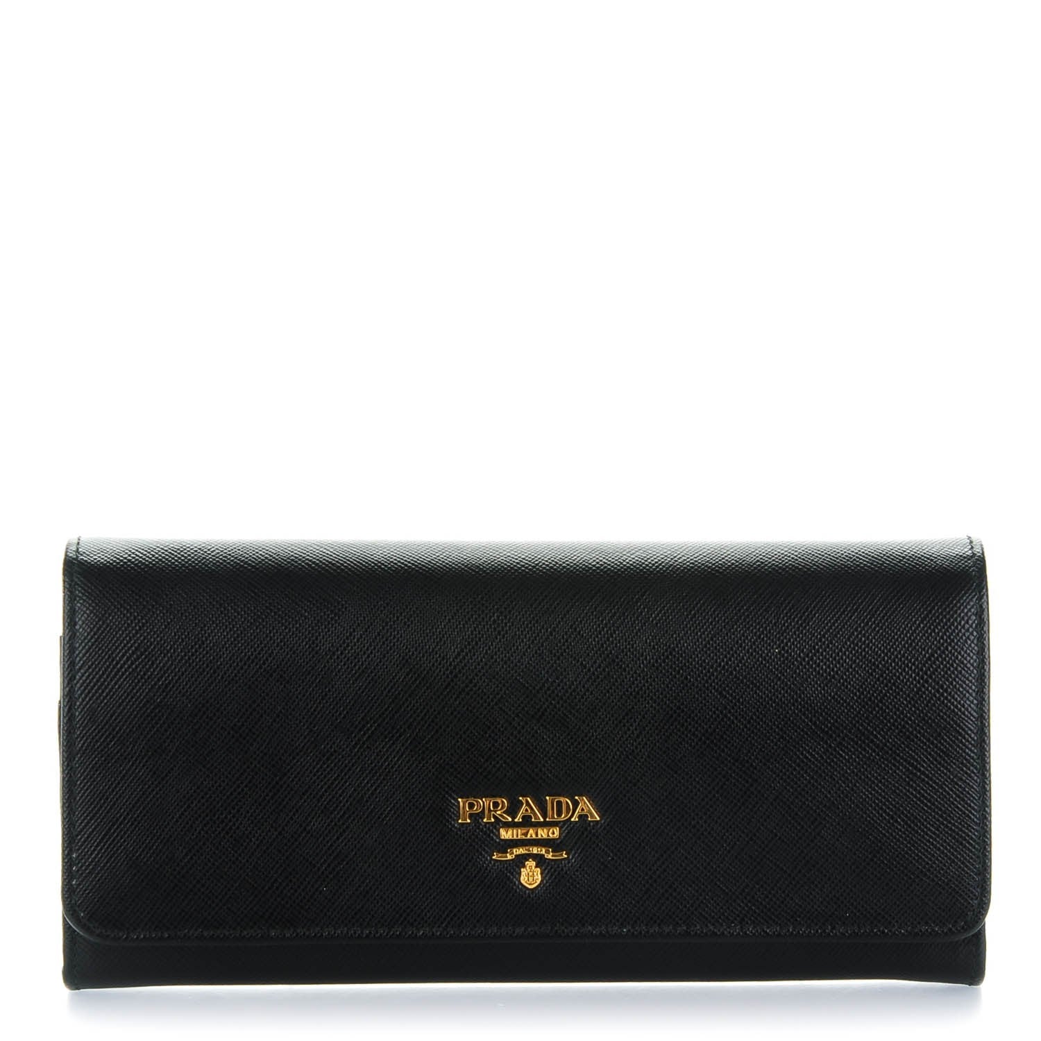 Prada Saffiano Metal Continental Flap Wallet Nero Black 1 of 9