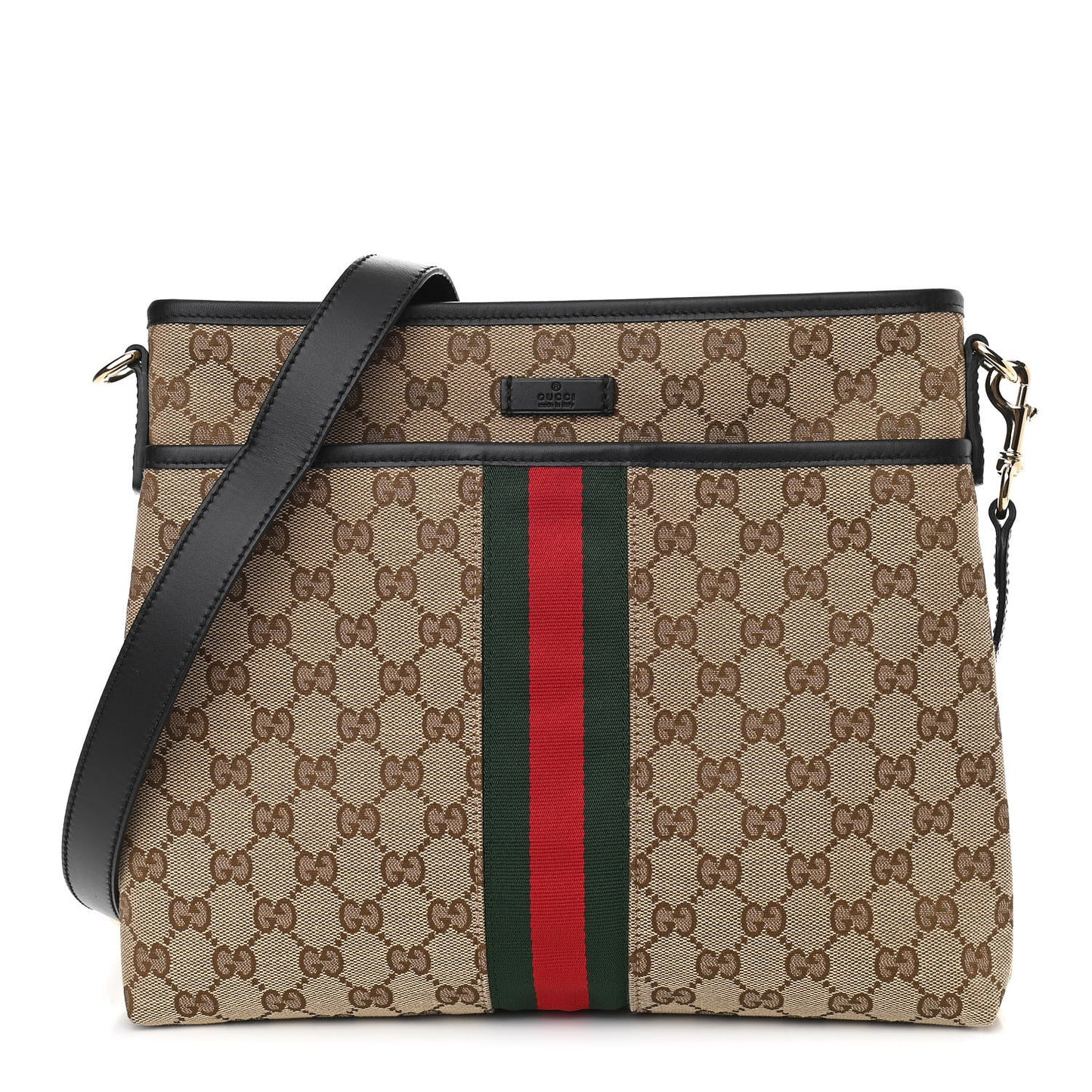 GG Monogram Web Flat Messenger Bag Black