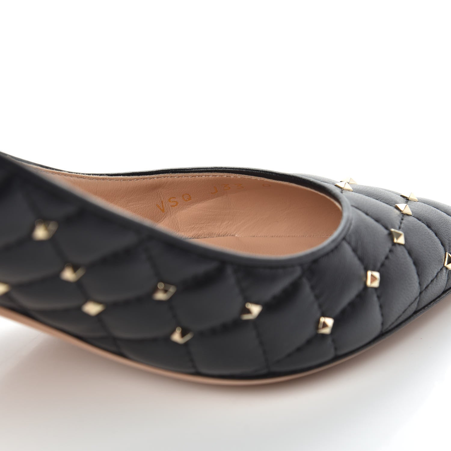 Valentino Garavani Nappa Quilted Rockstud Spike Slingback Low Heel Pumps 39 Black 8 of 9