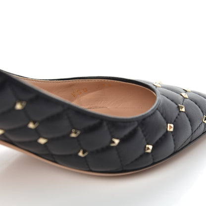 Valentino Garavani Nappa Quilted Rockstud Spike Slingback Low Heel Pumps 39 Black 8 of 9