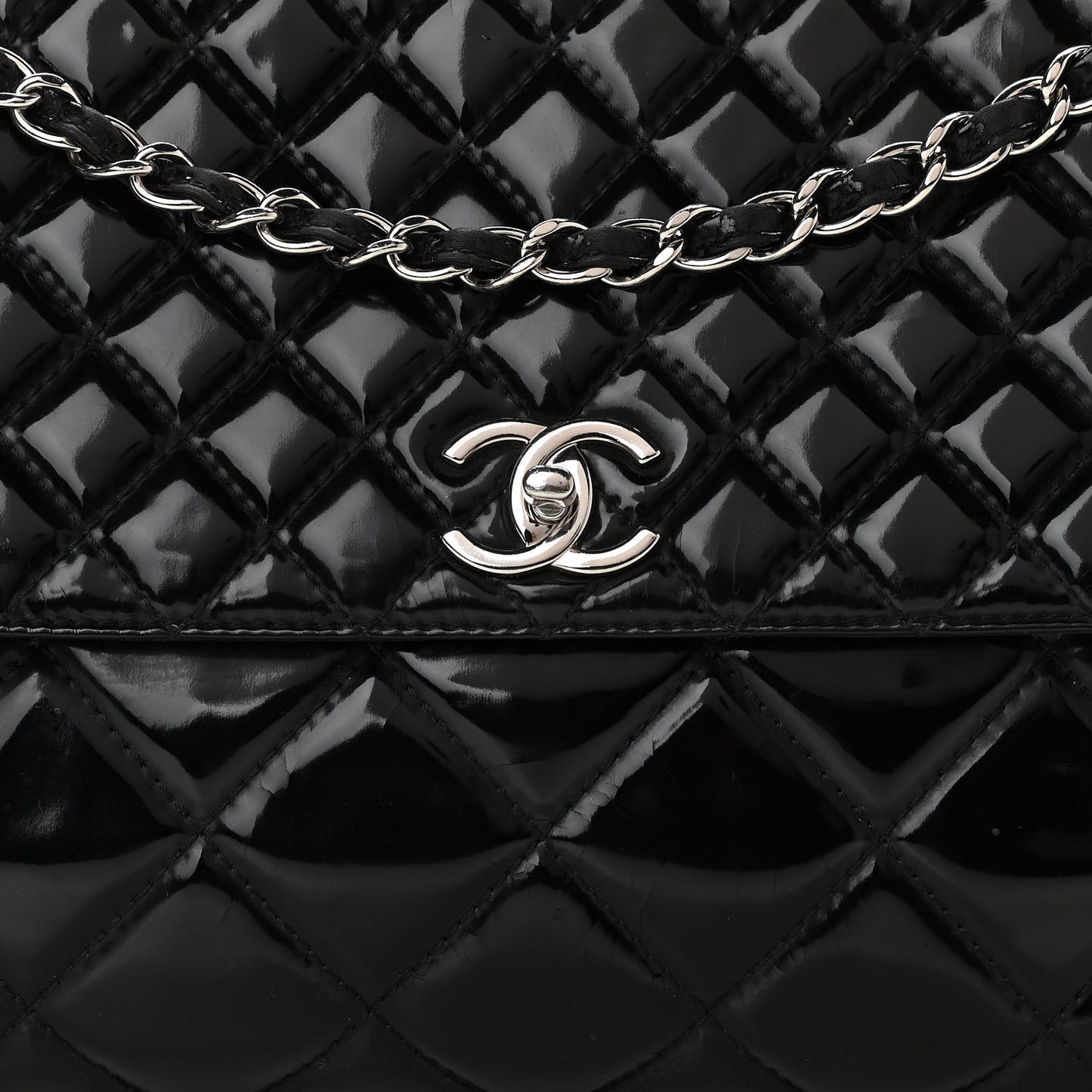 Vinyl Quilted In The Business Flap Bag Black