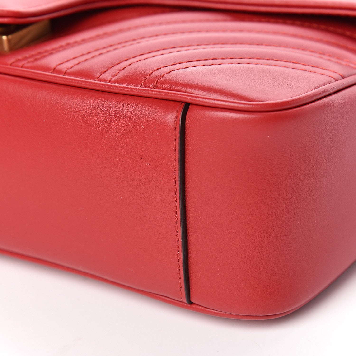 Gucci Calfskin Matelasse Small GG Marmont Shoulder Bag Hibiscus Red 10 of 10