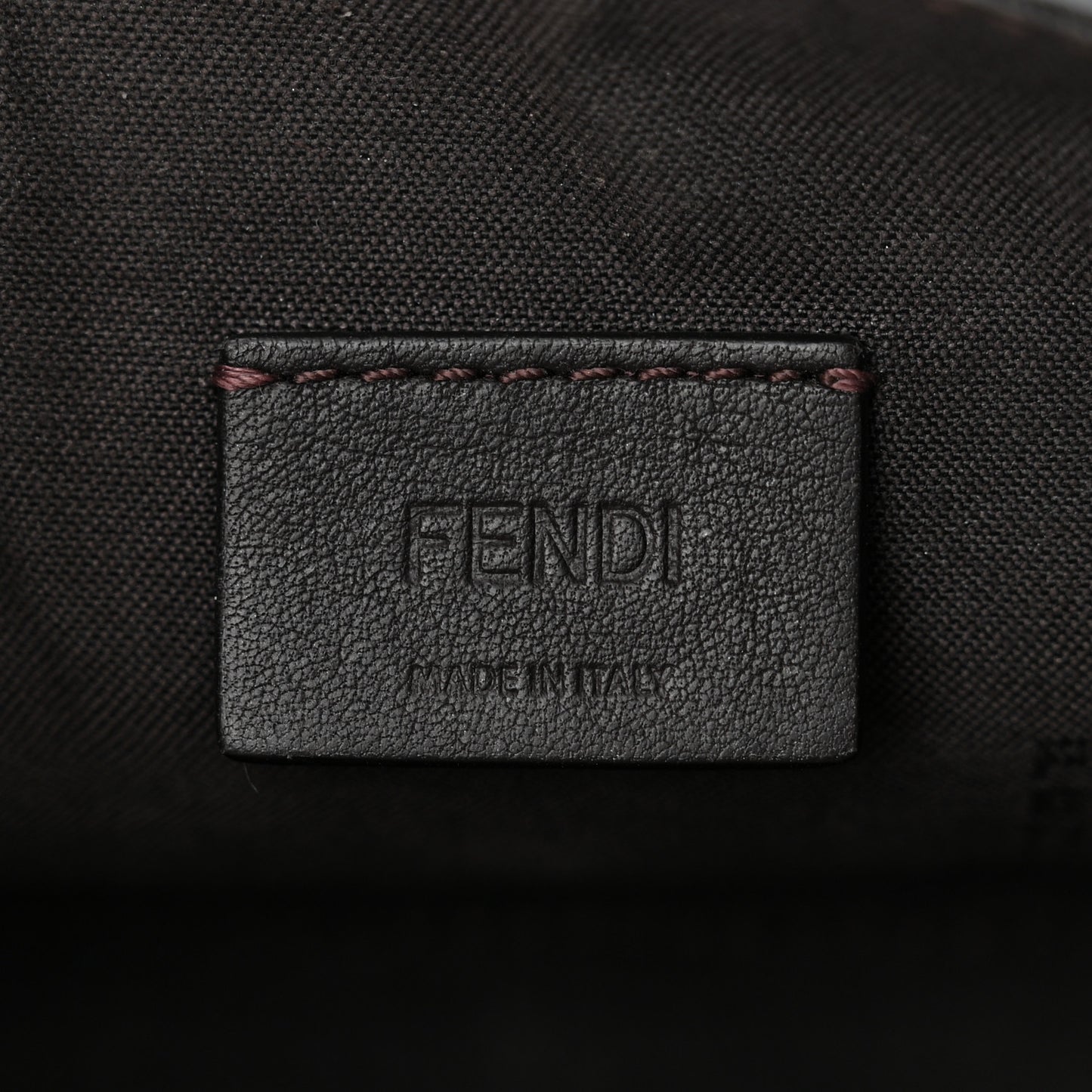 Glazed Fabric Vitello Century FF 1974 Mini Baguette Cage Mogano Panna Black