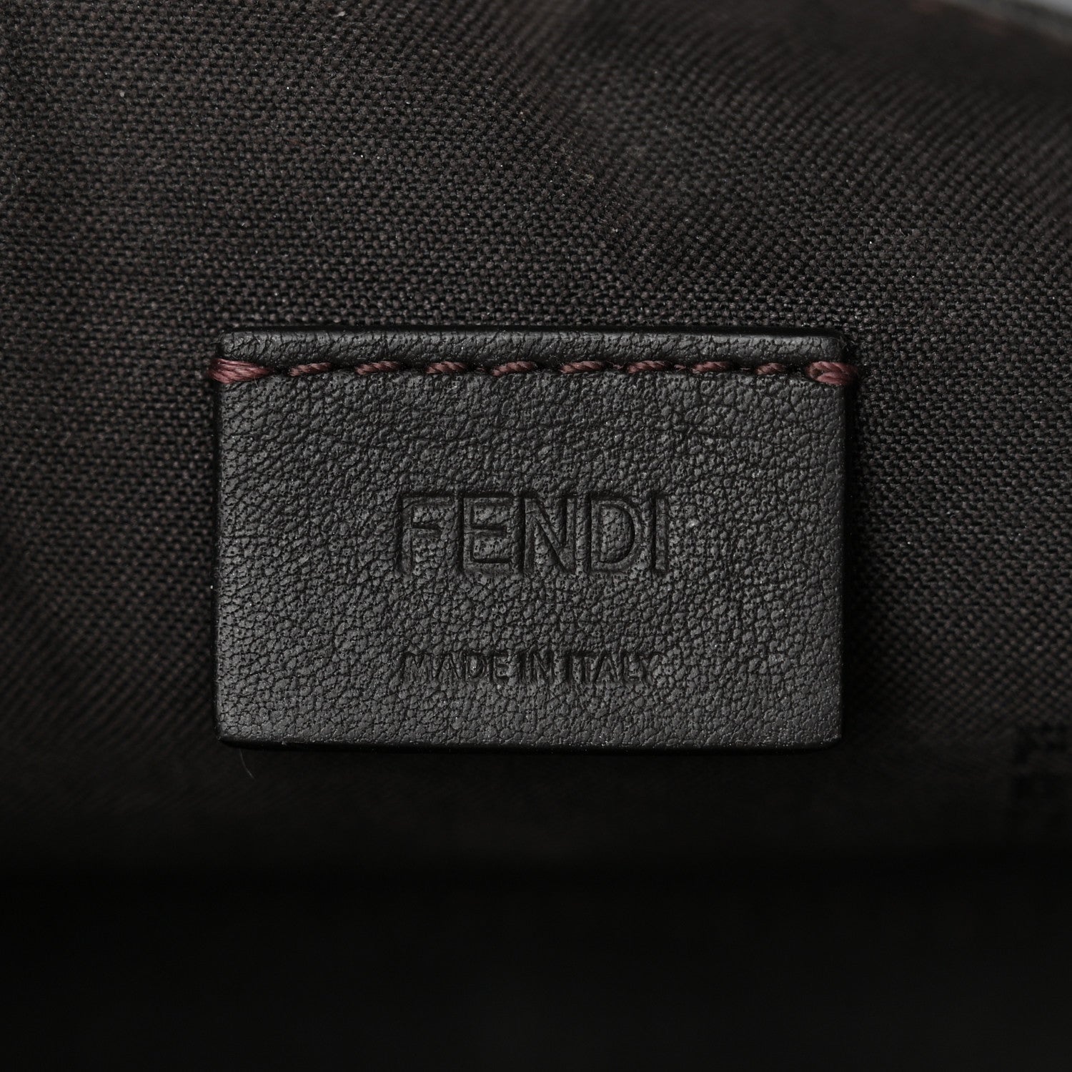 Fendi Glazed Fabric Vitello Century FF 1974 Mini Baguette Cage Mogano Panna Black 6 of 11