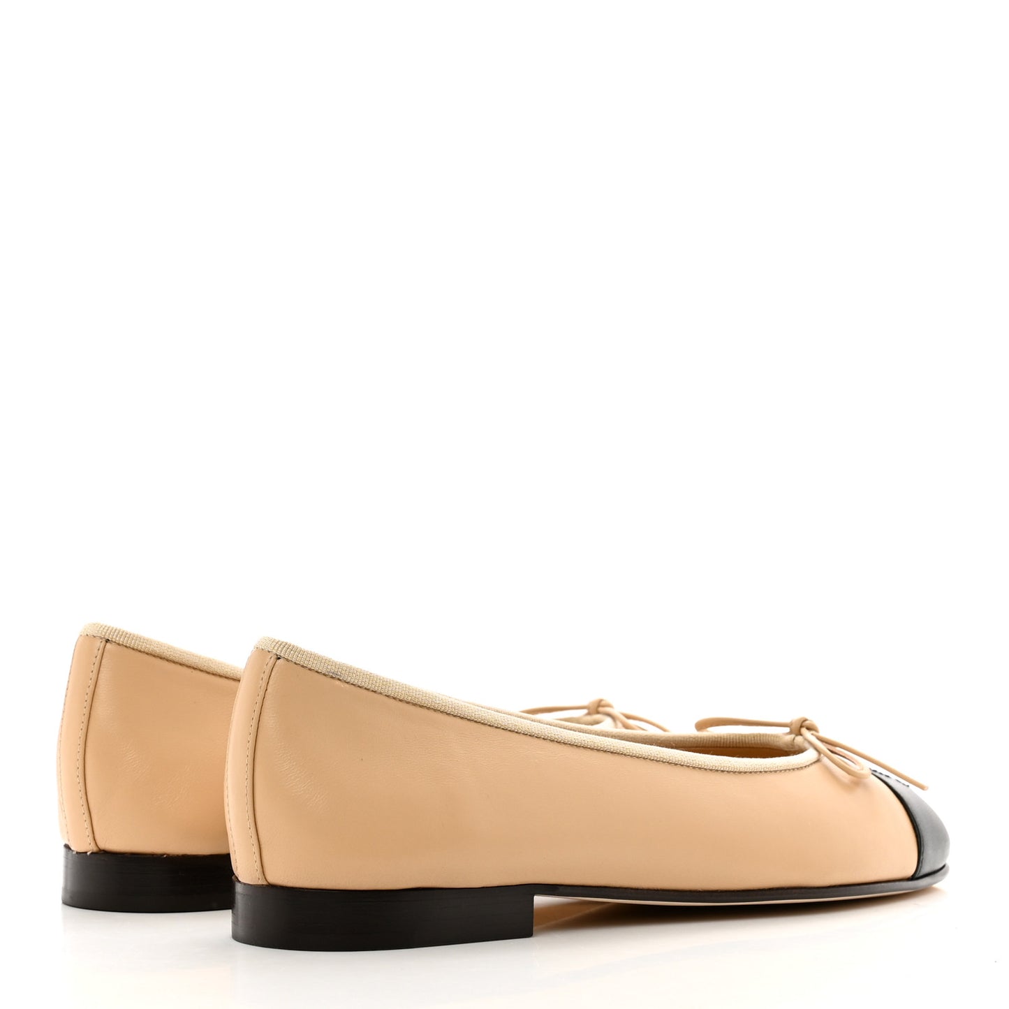 Lambskin Cap Toe CC Ballerina Flats 37.5 Beige Black