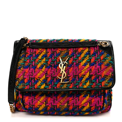 Saint Laurent Tweed Calfskin Matelasse Monogram Medium Niki Chain Satchel Multicolor 1 of 11