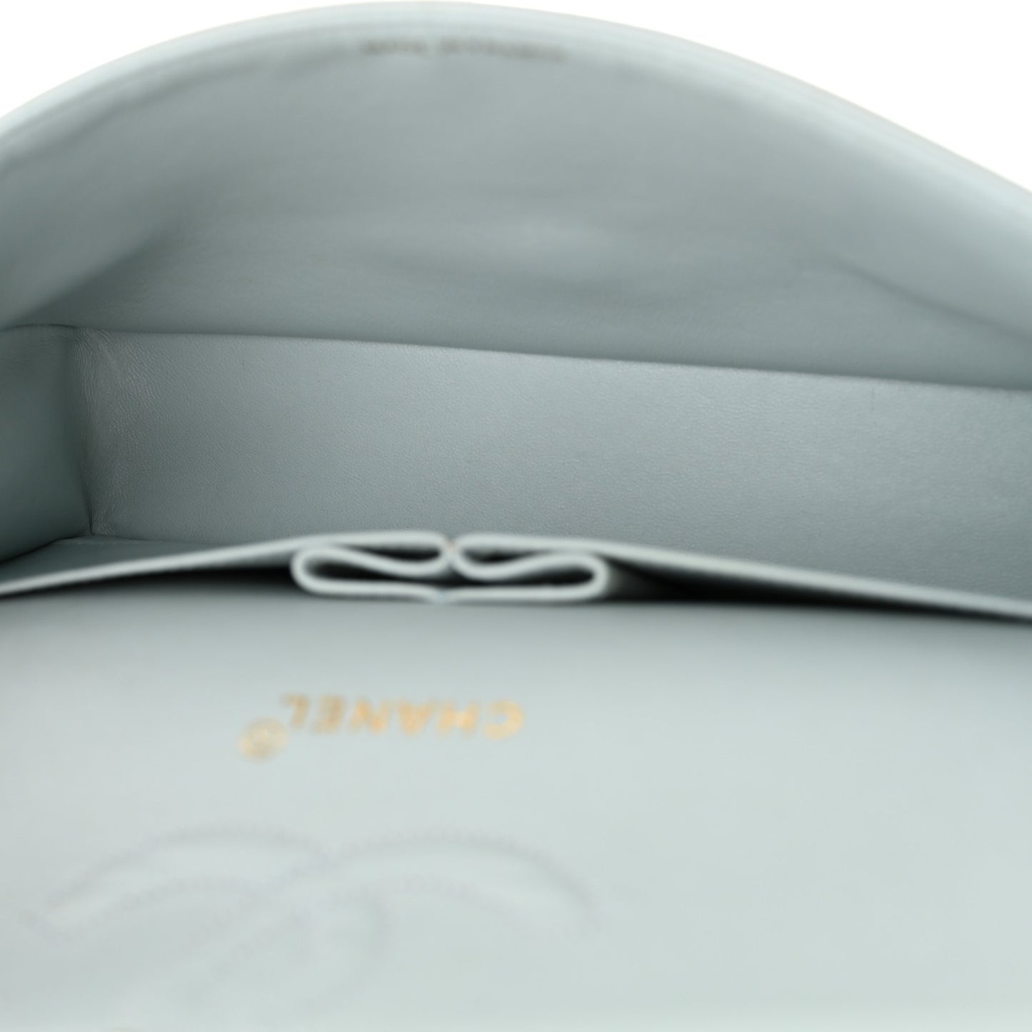 Lambskin Quilted Medium Double Flap Light Blue