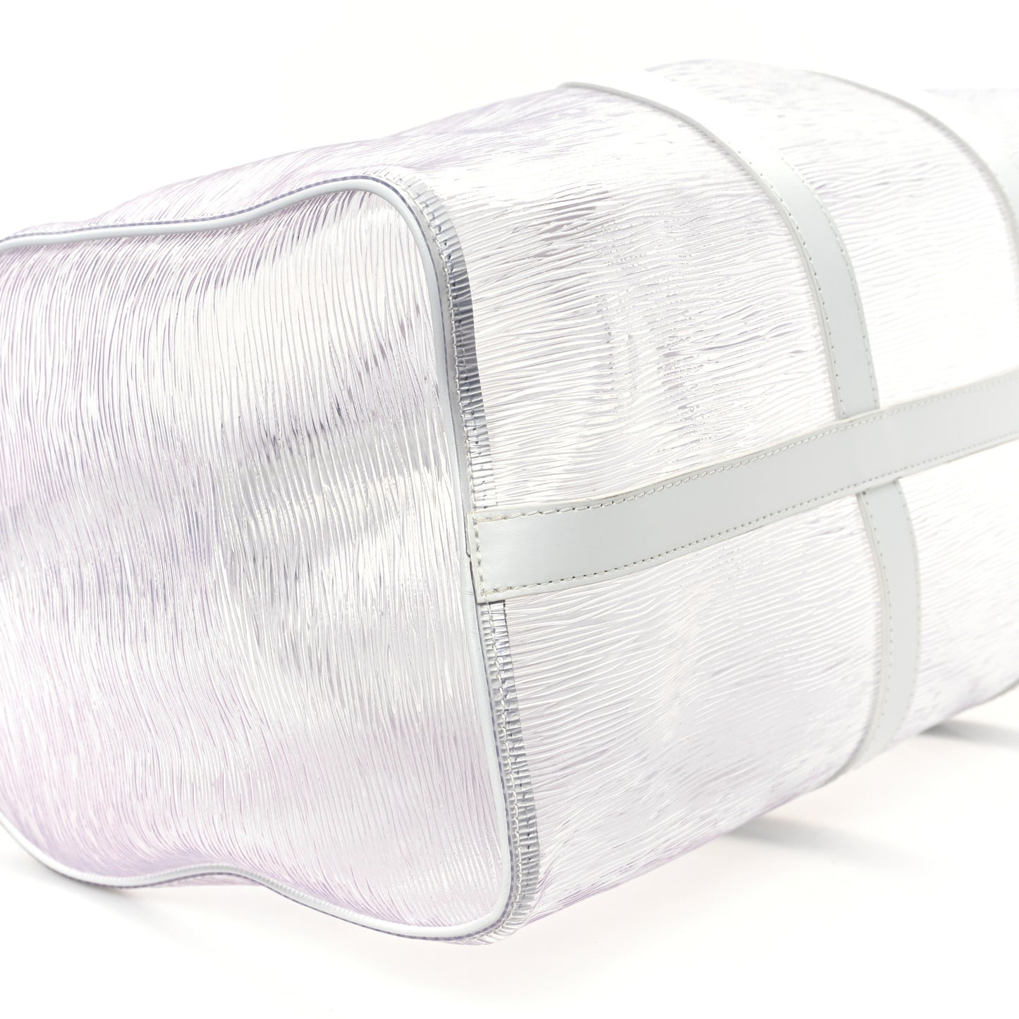 PVC Epi Embossed Wavy Keepall Bandouliere 50 White