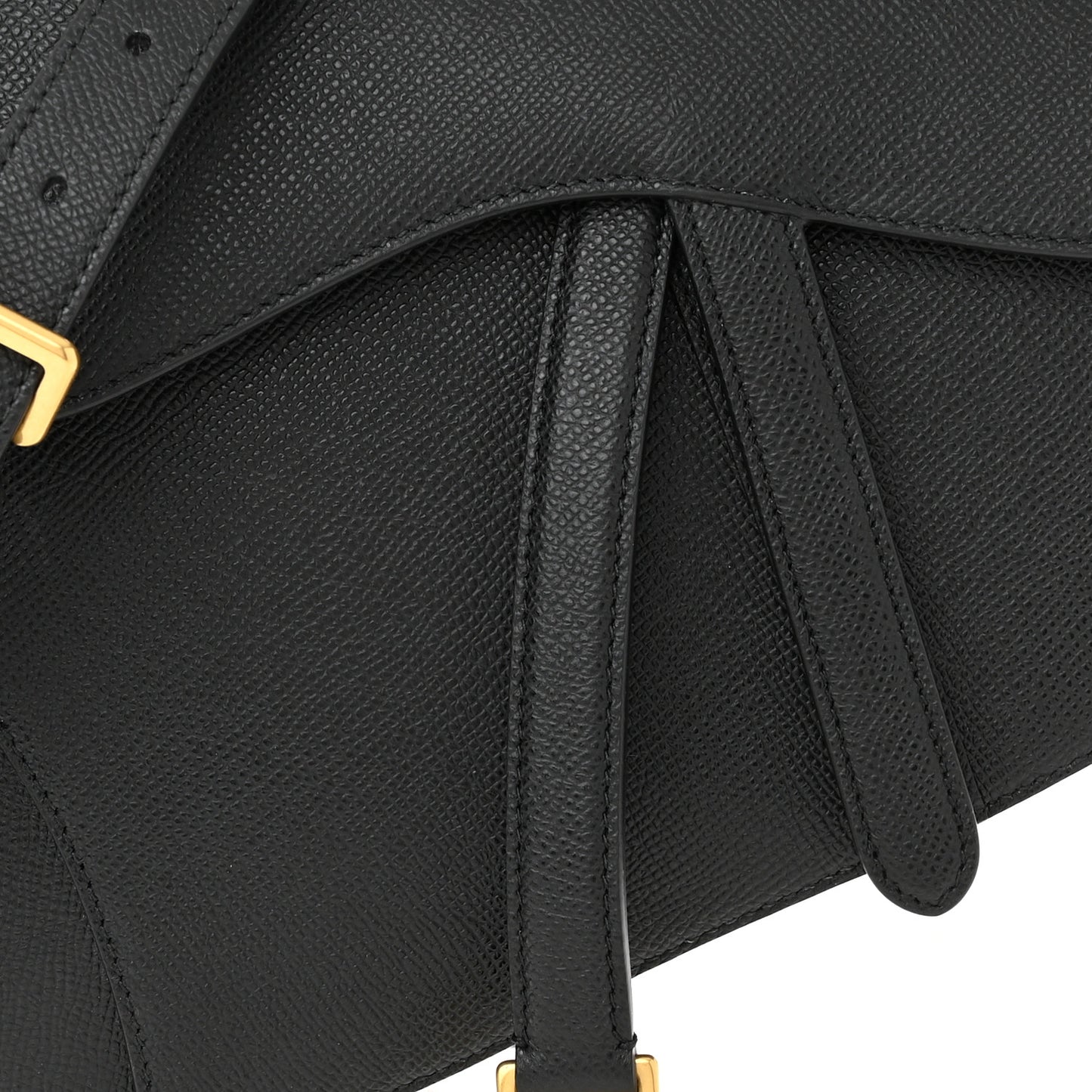 Grained Calfskin Saddle Bag With Strap Black