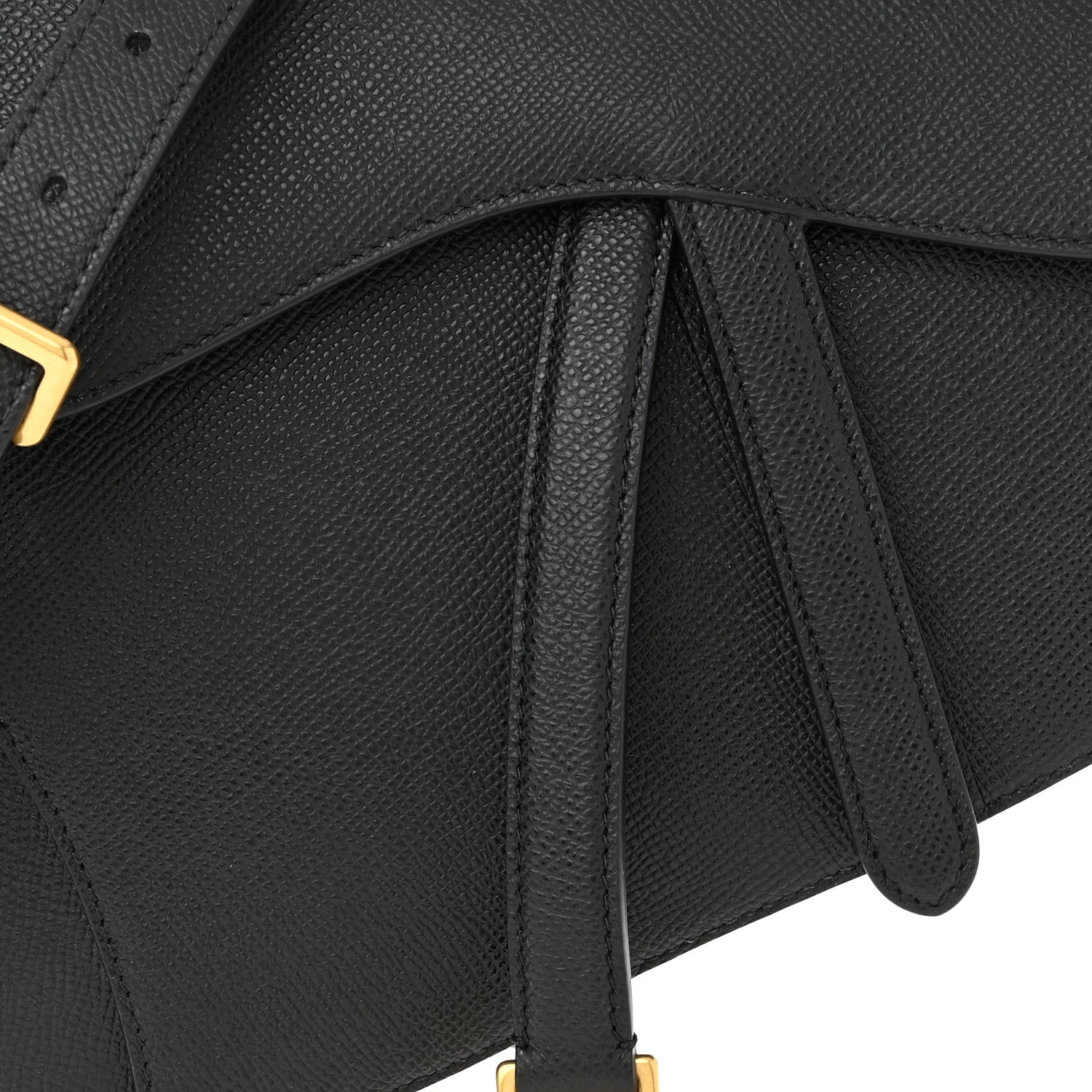 Christian Dior Grained Calfskin Saddle Bag With Strap Black 8 of 10