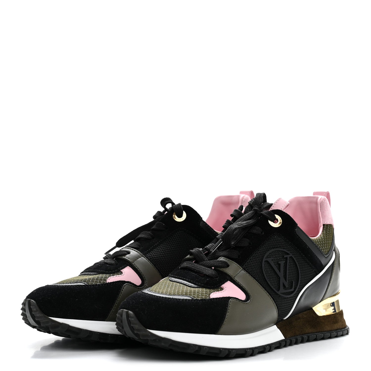 Louis Vuitton Suede Monogram Run Away Sneakers 37 Khaki Multicolor 4 of 8