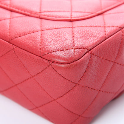 Chanel Washed Caviar Quilted Jumbo Single Flap Fuchsia 10 of 14
