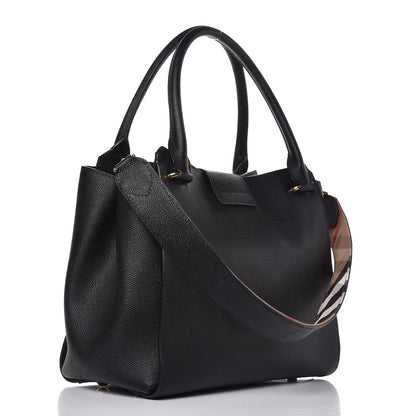 Burberry Soft Grain Calfskin Medium Buckle Tote Black 3 of 7