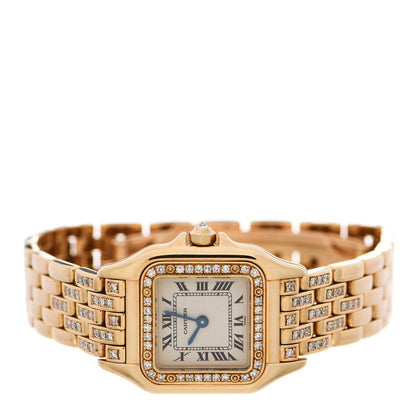 Cartier 18K Yellow Gold Diamond Pave 22mm Panthere Quartz Watch 2 of 5