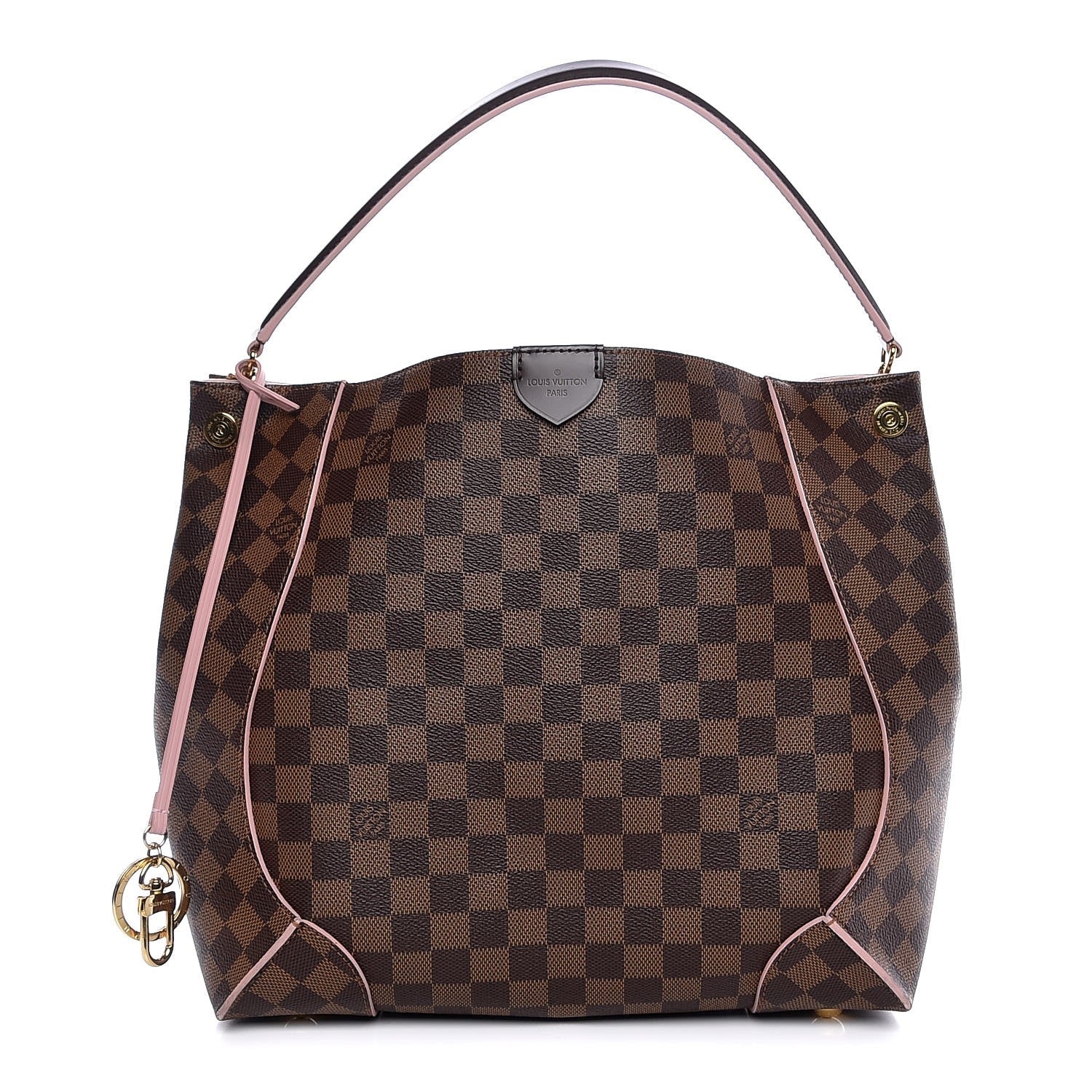 Louis Vuitton Damier Ebene Caissa Hobo Rose Ballerine 1 of 11