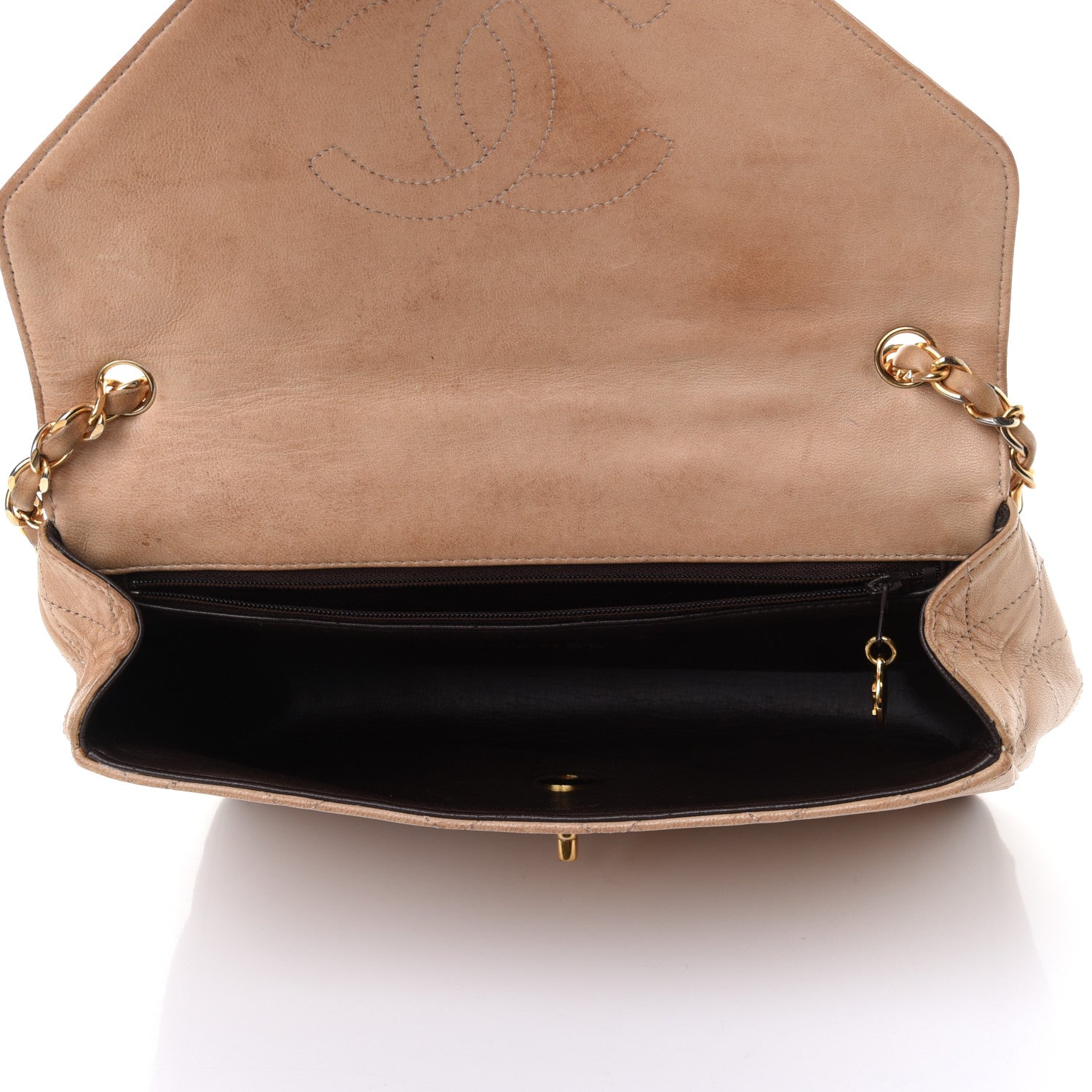 Chanel Lambskin Quilted Medium Single Flap Beige 4 of 5