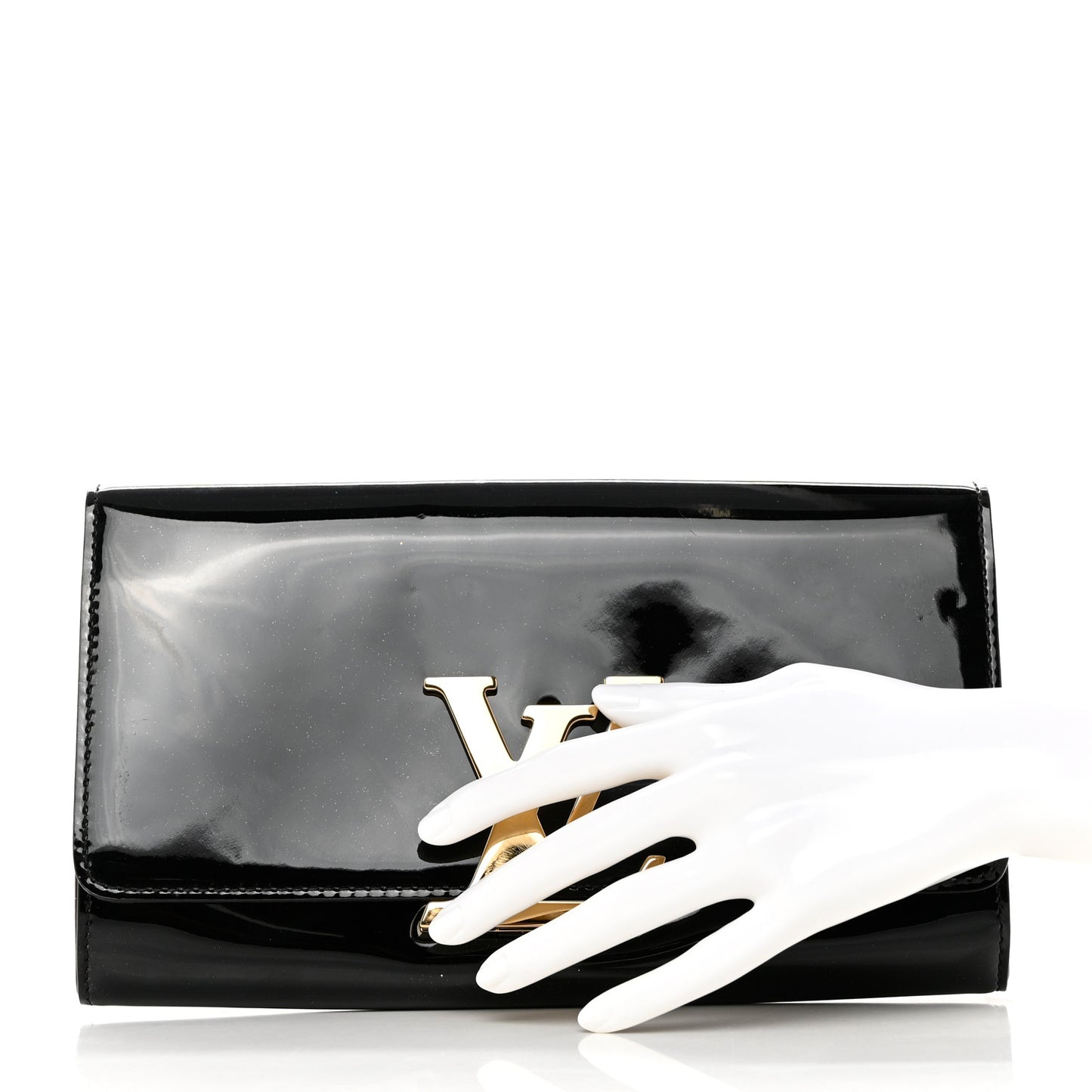 Patent Louise Clutch Black