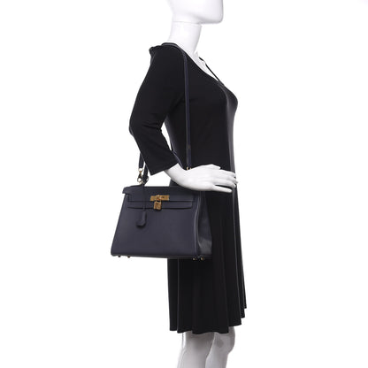 Hermes Togo Kelly Retourne 28 Bleu Nuit 2 of 11