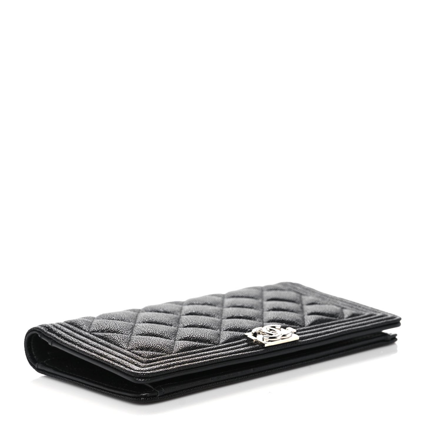 Caviar Quilted Boy Yen Wallet Black
