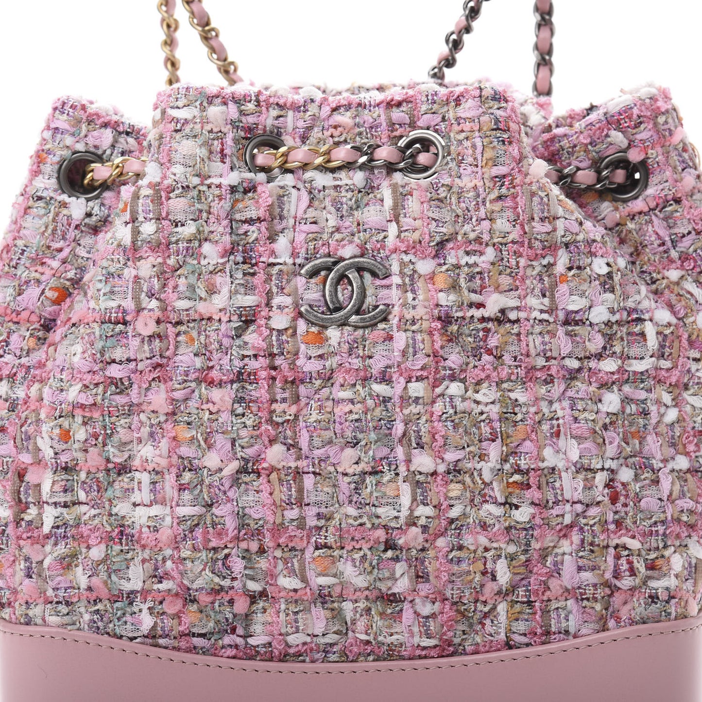 Tweed Calfskin Quilted Gabrielle Backpack Pink