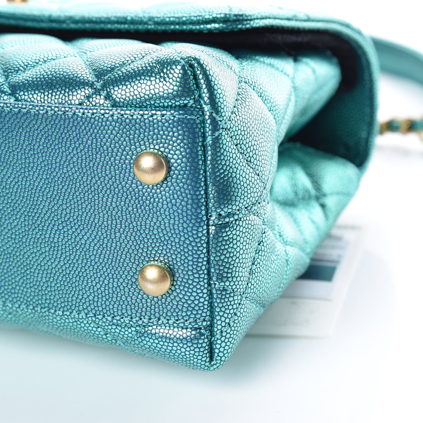 Metallic Caviar Quilted Mini Coco Handle Flap Blue