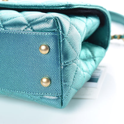 Chanel Metallic Caviar Quilted Mini Coco Handle Flap Blue 6 of 10