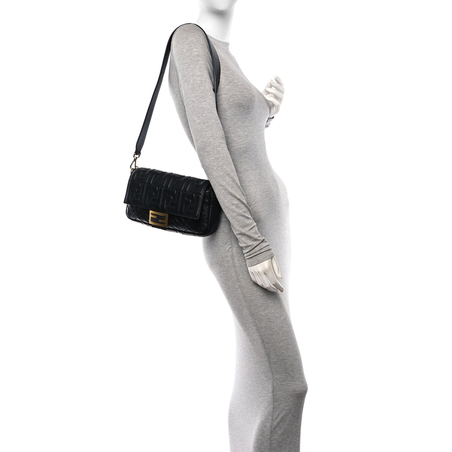 Nappa FF 1974 Embossed Baguette Black